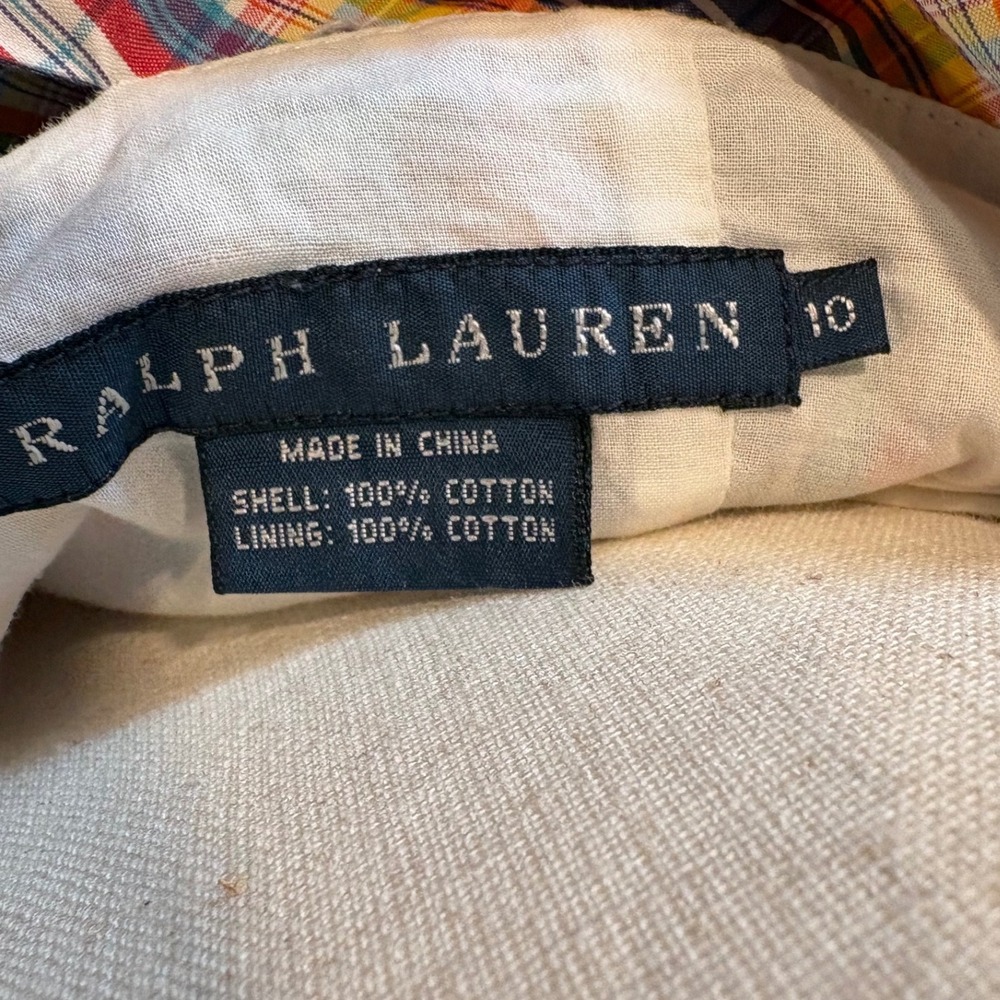 Ralph Lauren Vintage Plaid Strapless Bow Back Midi Cotton Dress Size 10 - Picture 5 of 6